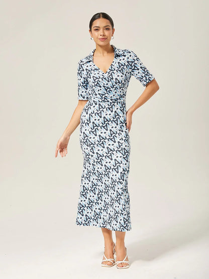 Stretch Waist-Cinching Mermaid Midi Satin Dress