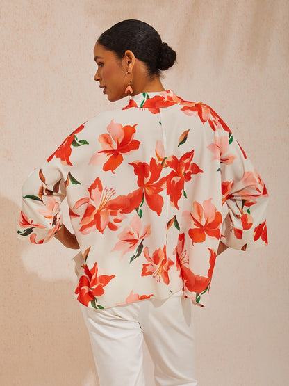 Chiffon Floral Print Casual Daily Shirt