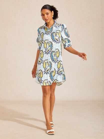 Jungle Wild Party Silky Satin Straight Shirt Dress