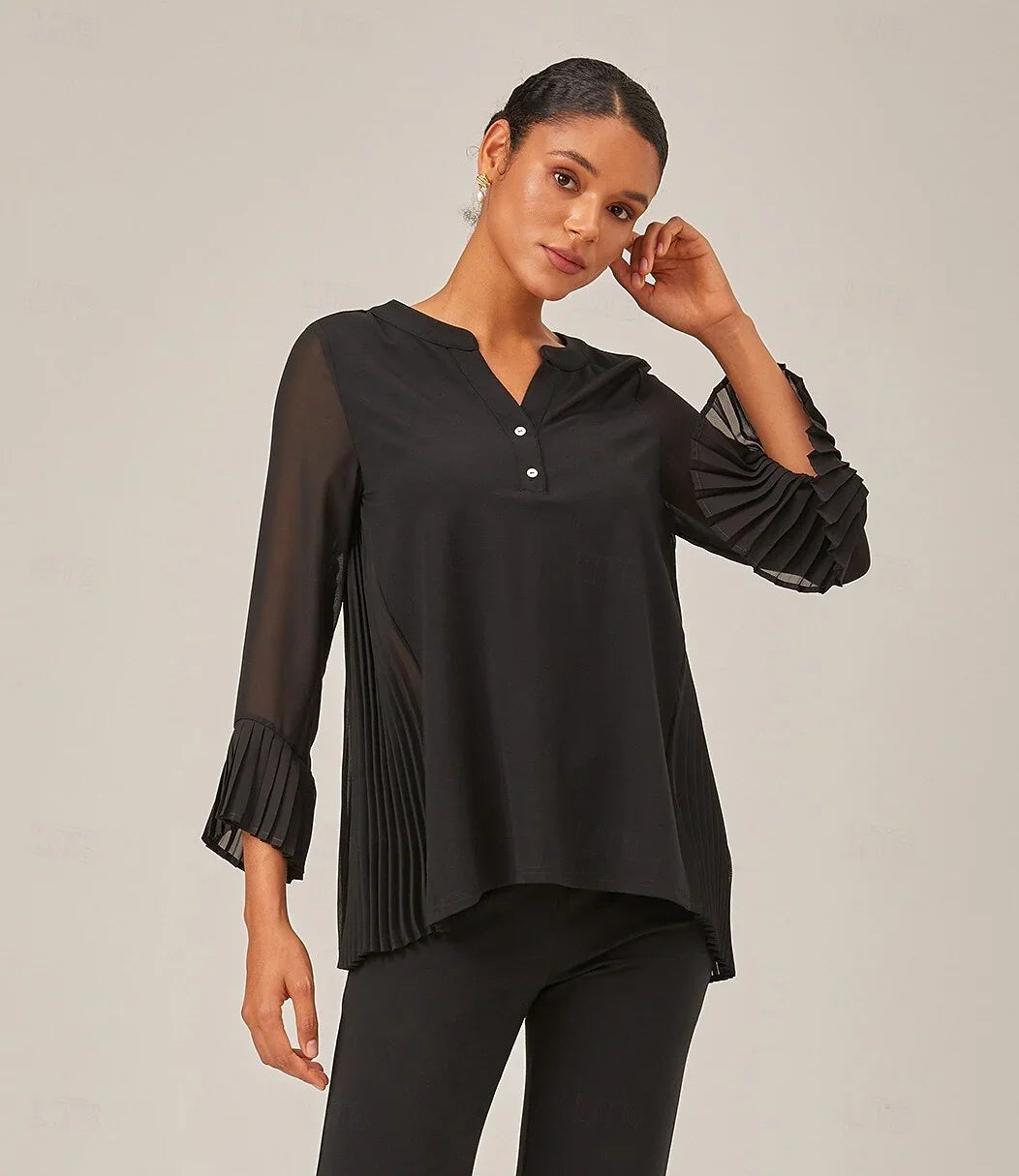 Casual Daily Black Chiffon Top