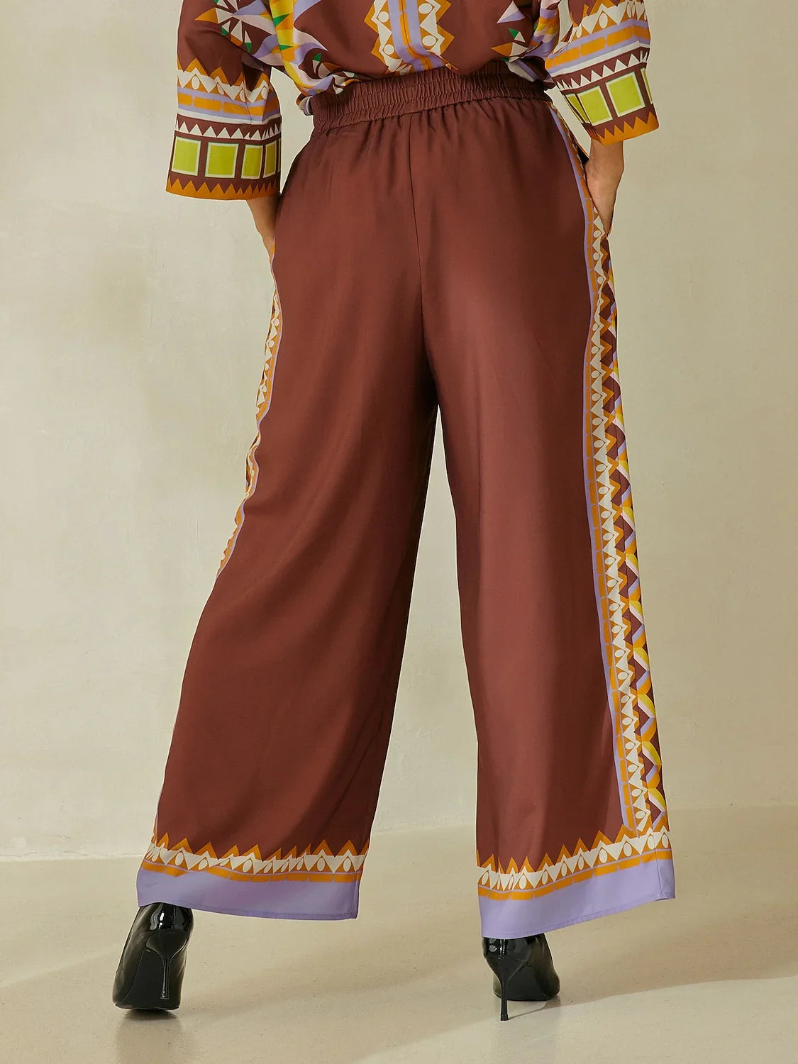 Brown Bohemia Style Wide Leg Culottes Pants