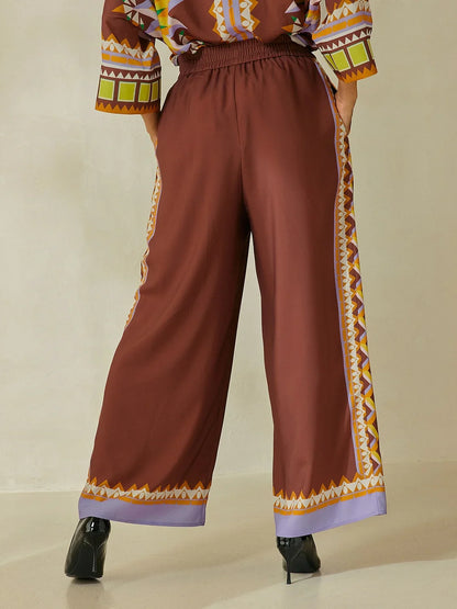 Brown Bohemia Style Wide Leg Culottes Pants