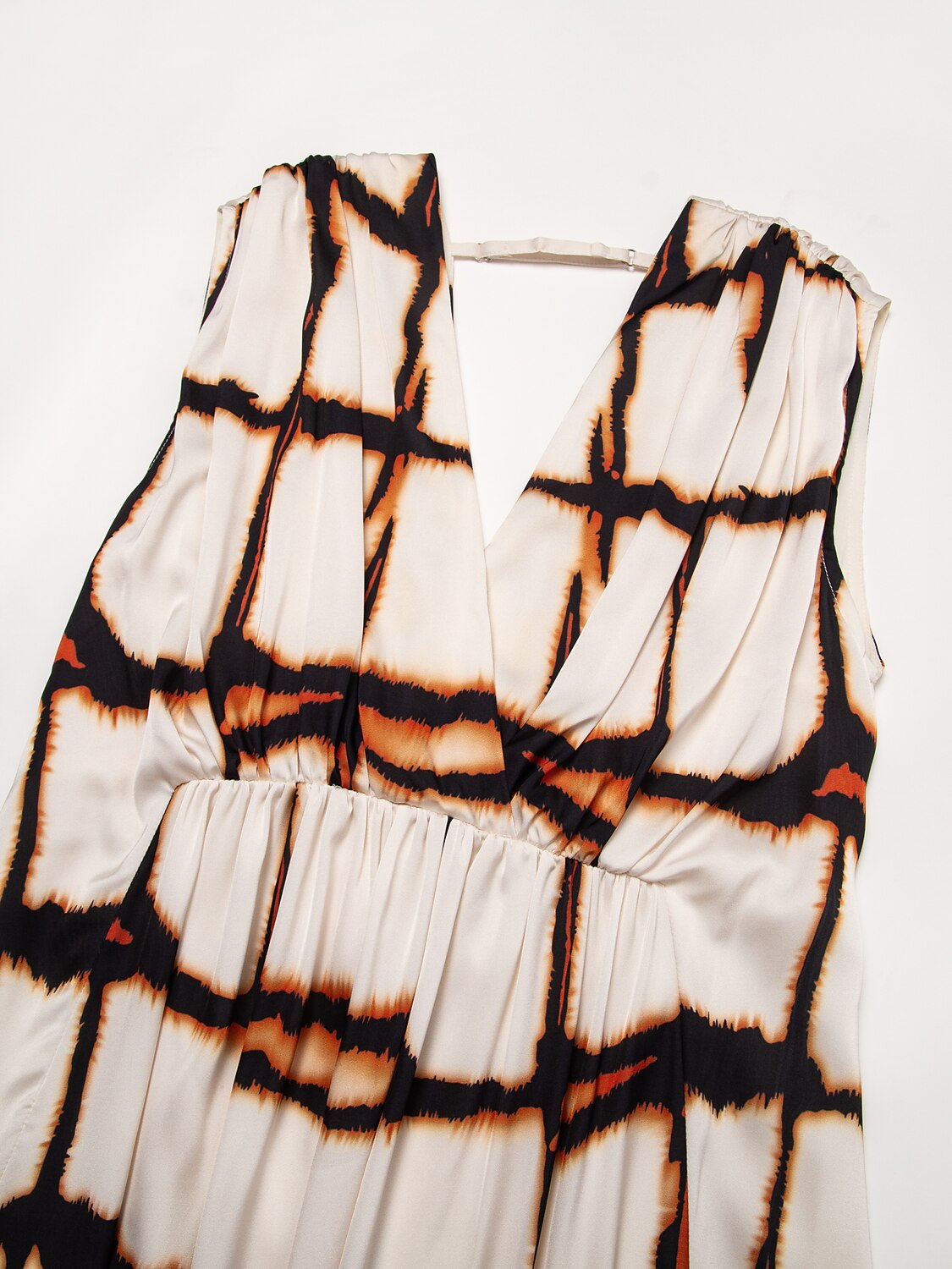 Satin Leopard Print Cross Front Sleeveless Maxi Dress