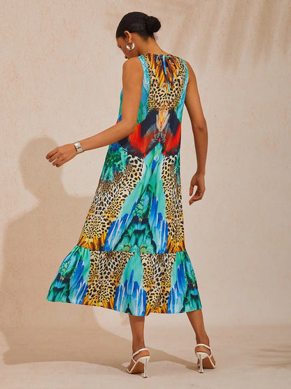 Jungle Wild Party Silky Satin Maxi Dress