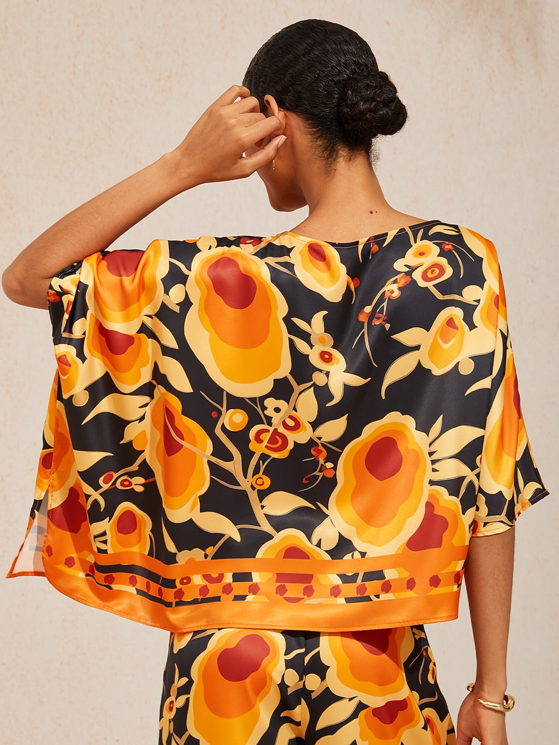 Sun Ember Silky Satin batwing Top