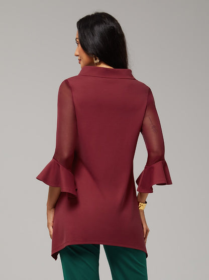 Blouse en Chiffon Modal Coupe Ajustée, Voilée, Légère et Respirante