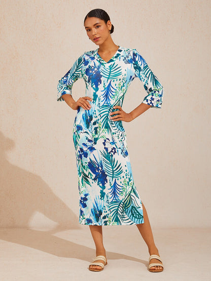 Ocean Bloom Escape High Stretch Knit Dress