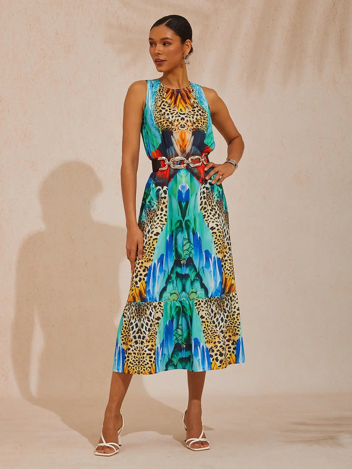 Jungle Wild Party Silky Satin Maxi Dress