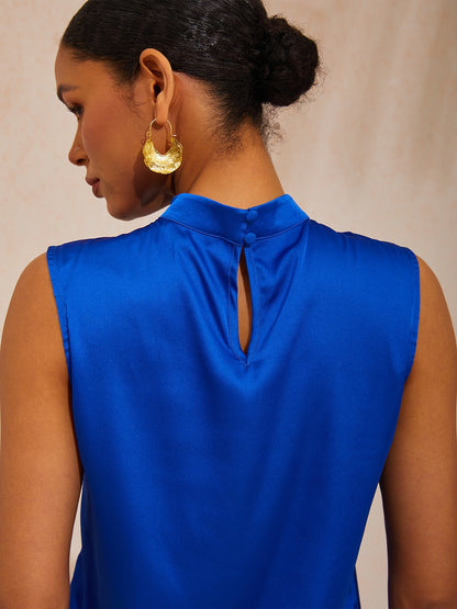Hawaii Palm Silky Satin Sleeveless Top