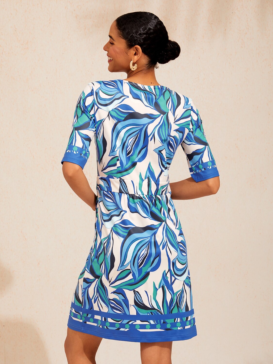 Marble Flora Stretch Knit Above Knee Dress