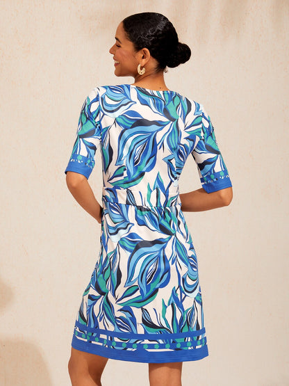 Marble Flora Stretch Knit Above Knee Dress