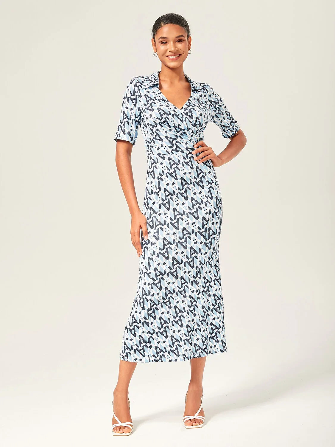 Stretch Waist-Cinching Mermaid Midi Satin Dress