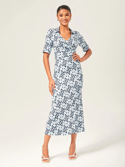 Stretch Waist-Cinching Mermaid Midi Satin Dress