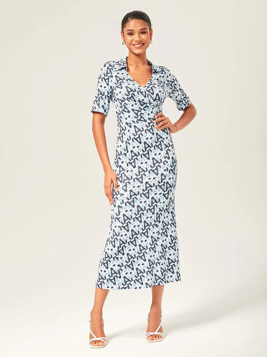 Stretch Waist-Cinching Mermaid Midi Satin Dress