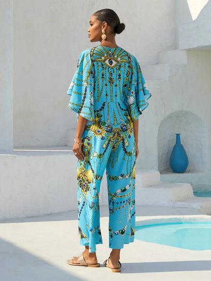 Vintage Jewelry Silky Satin Jumpsuit
