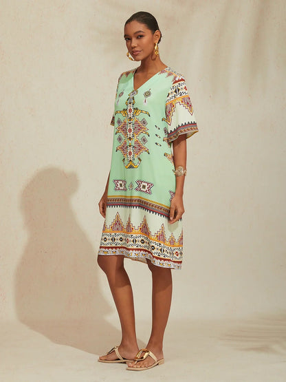 Santorini Summer Silky Satin Mini Dress