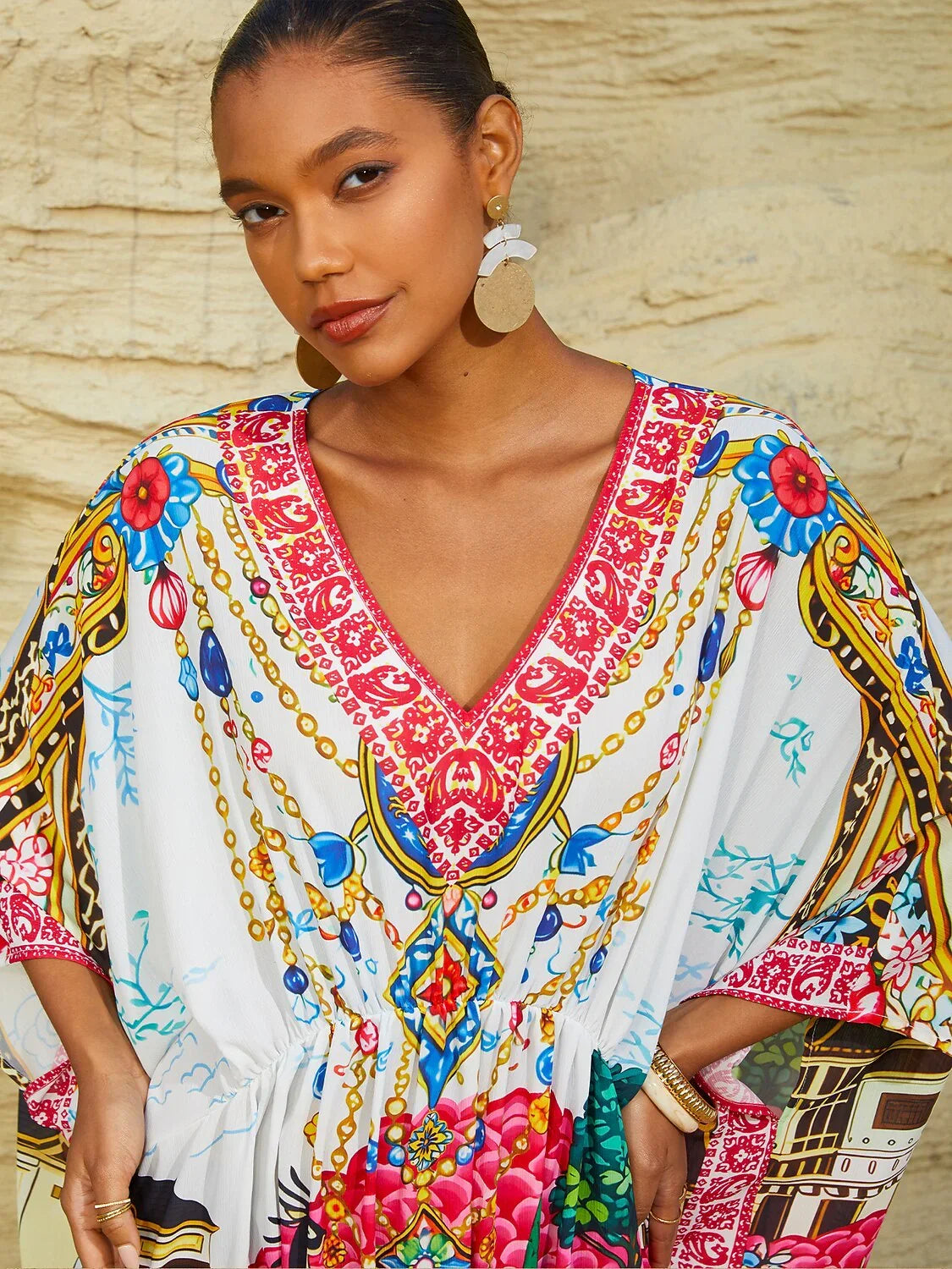 Vintage Jewelry Chiffon Vacation Kaftan