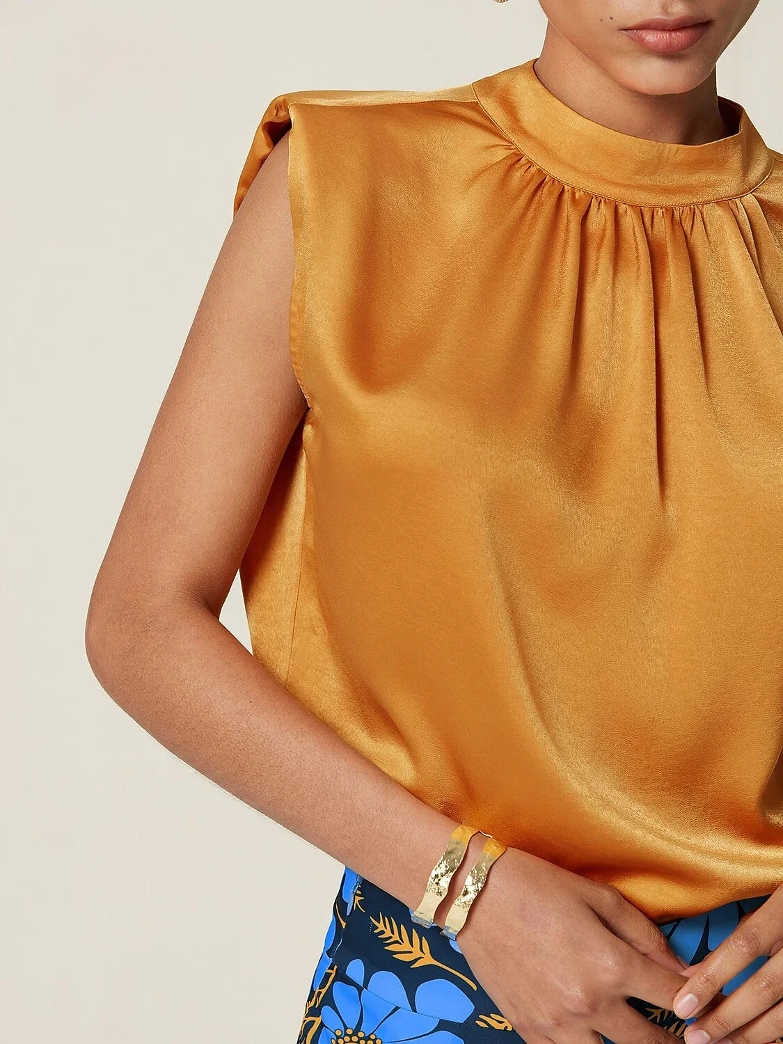 Satin Shimmery High Neck Blouse