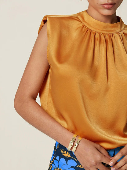 Satin Shimmery High Neck Blouse