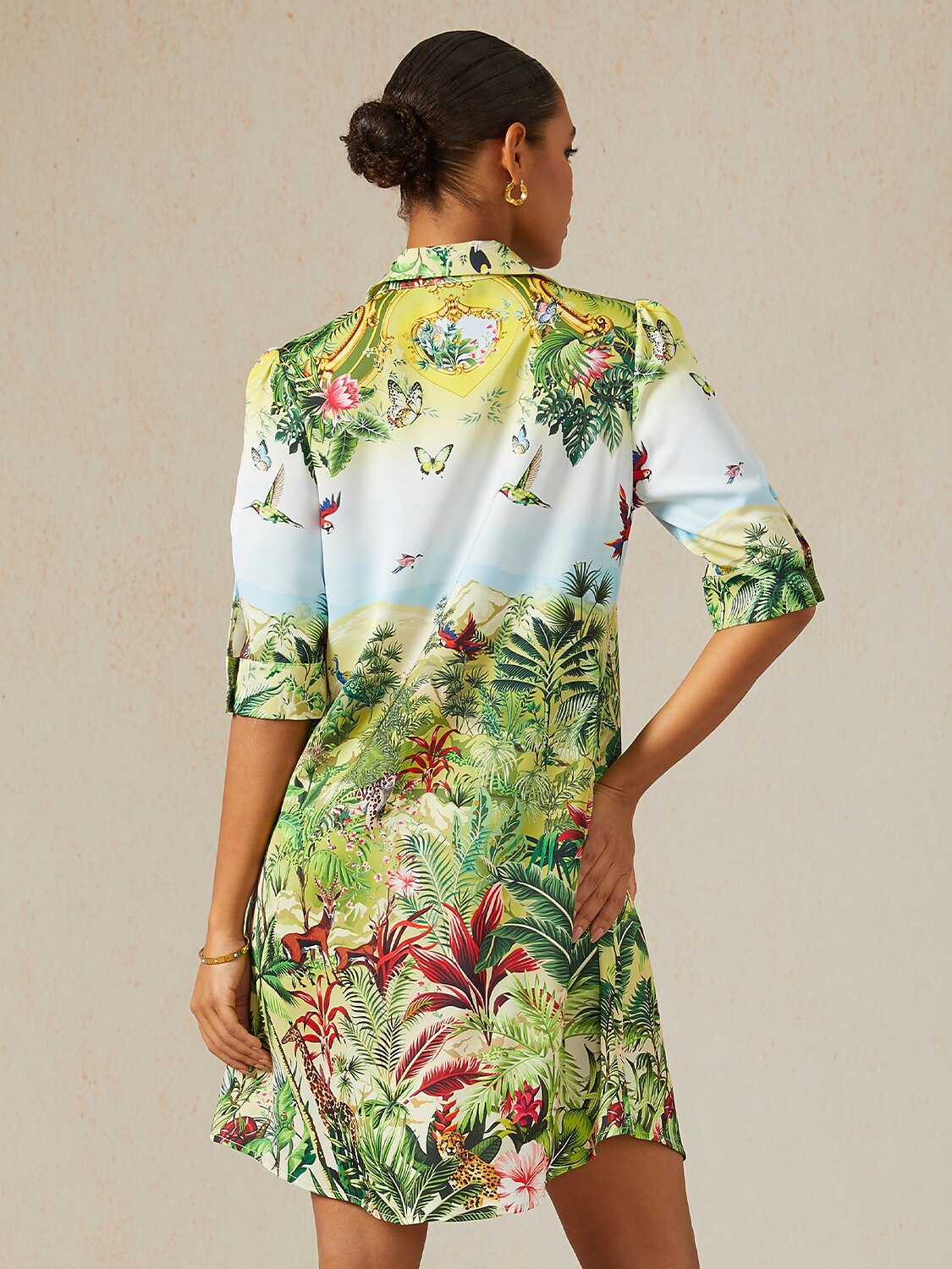 Olive Eden Silky Satin Shirt Dress