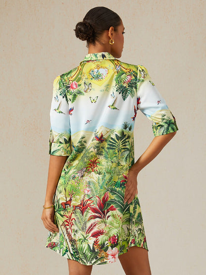 Olive Eden Silky Satin Shirt Dress