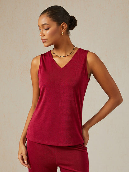 Acetate Look Stretch Knit Convertible Tank