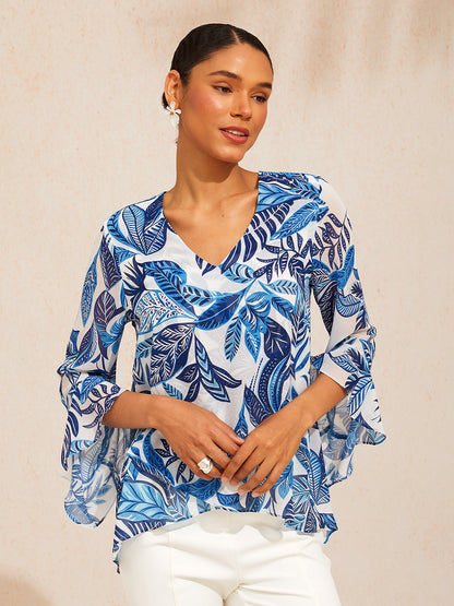 Jungle Butterfly Flowy Chiffon Blouse