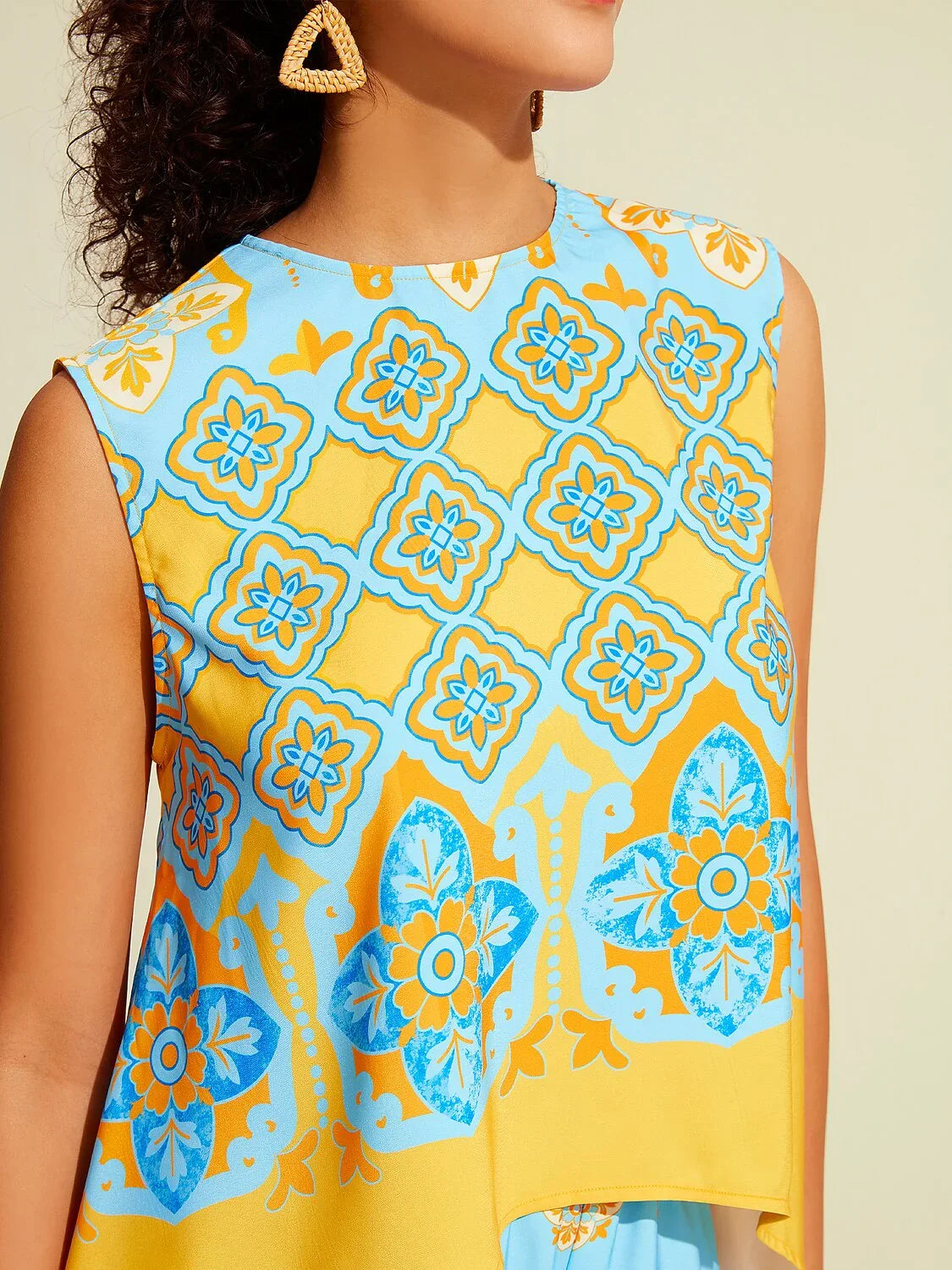 Camisole Satin Ethnic Print Boho Tank Top