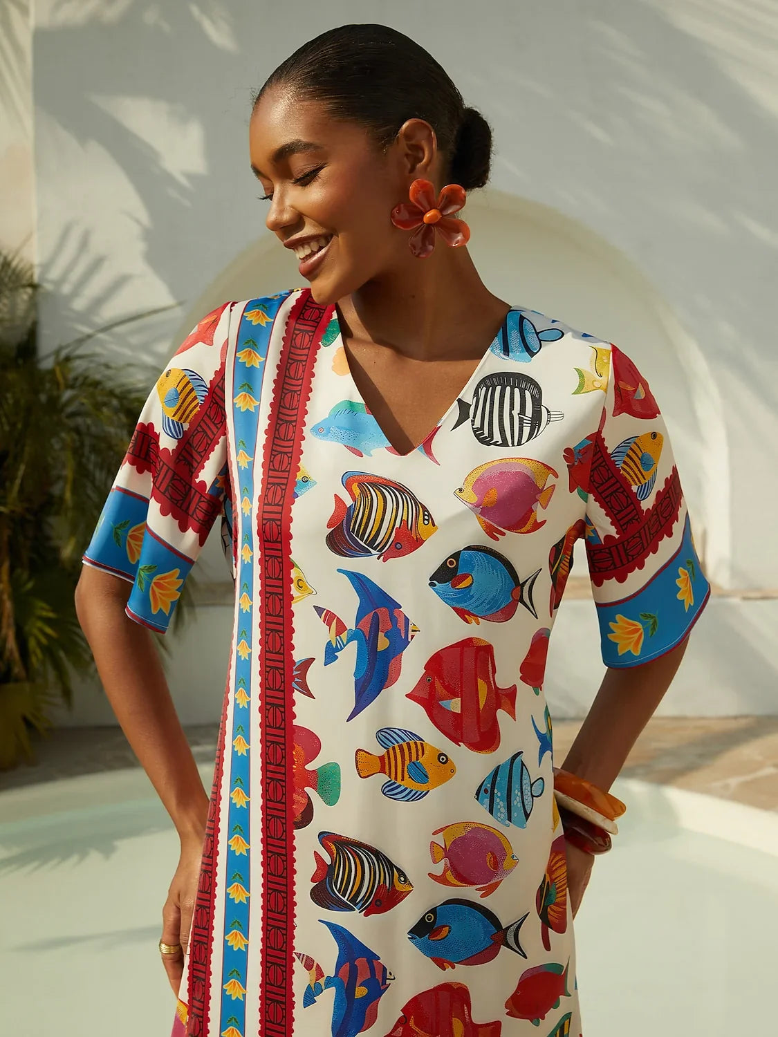 Dream Village Silky Satin Floral Dress