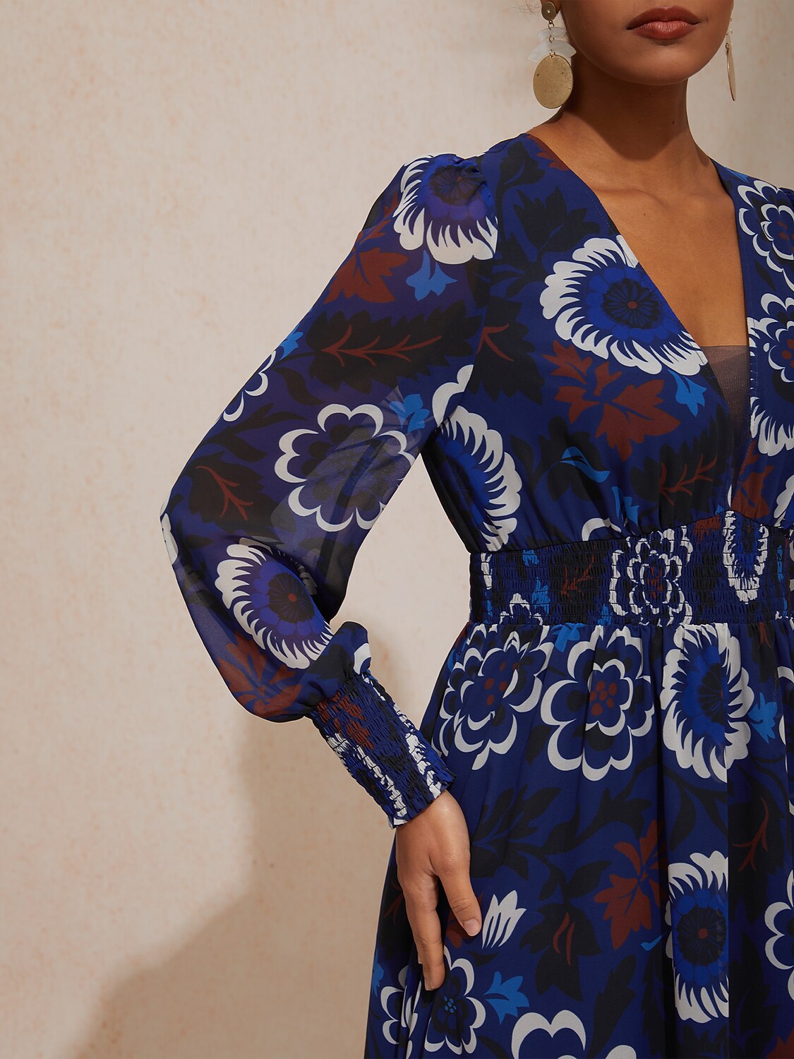 Chiffon Floral Composite Print Elegant Maxi Dress Banquet Vacation