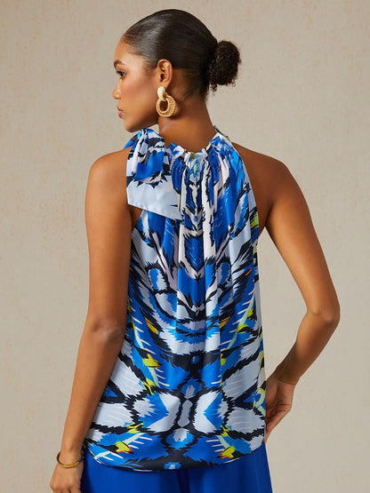 Land of Wonder Silky Satin Sleeveless Halter Top