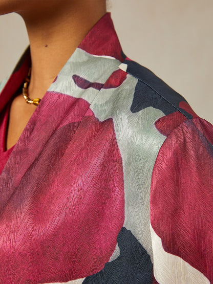 Berry Canvas Herringbone Satin Jacket