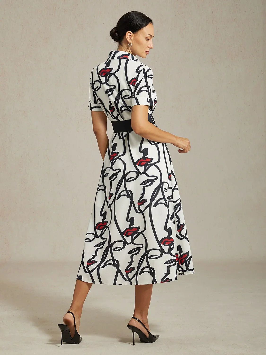 Abstract Art Short Sleeves Casual Shirt Dress