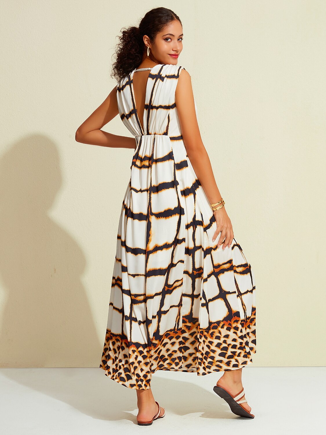 Satin Leopard Print Cross Front Sleeveless Maxi Dress
