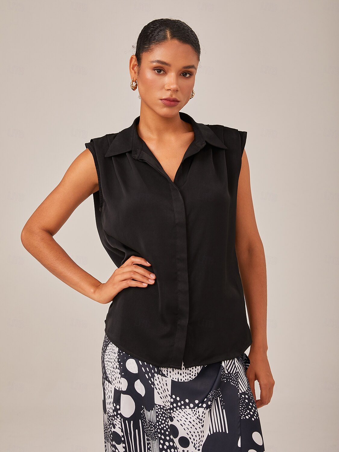 Silky Satin Wide Shoulder Sleeveless Top