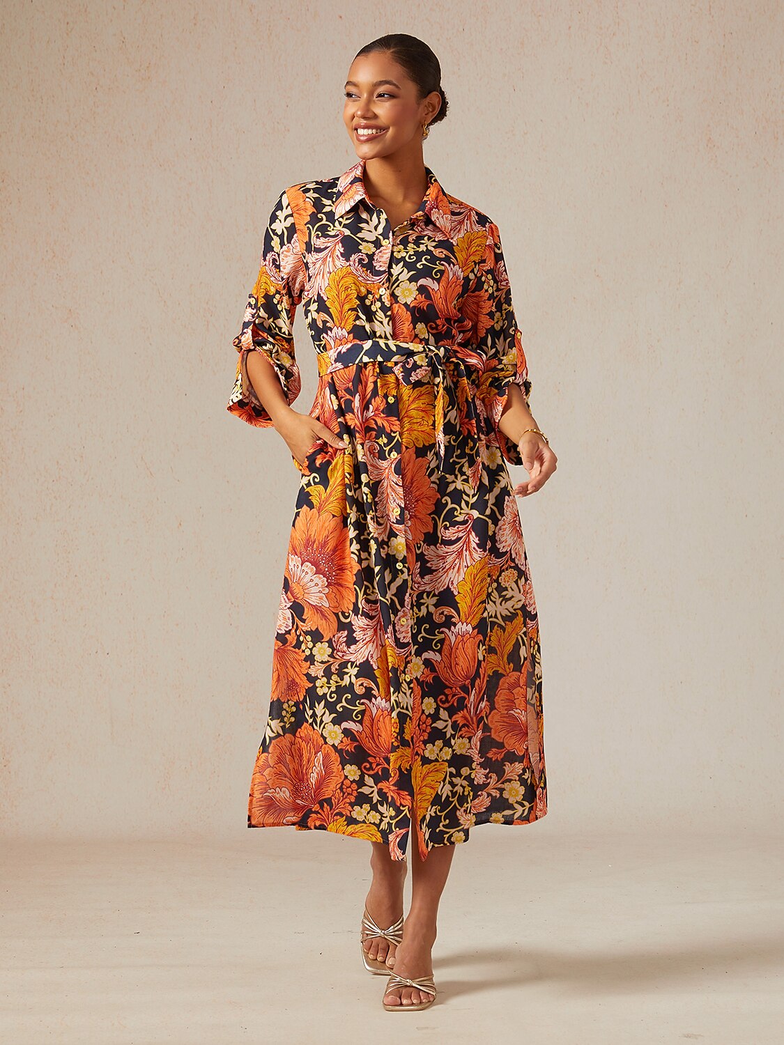Sienna Garden Linen Look Shirt Dress