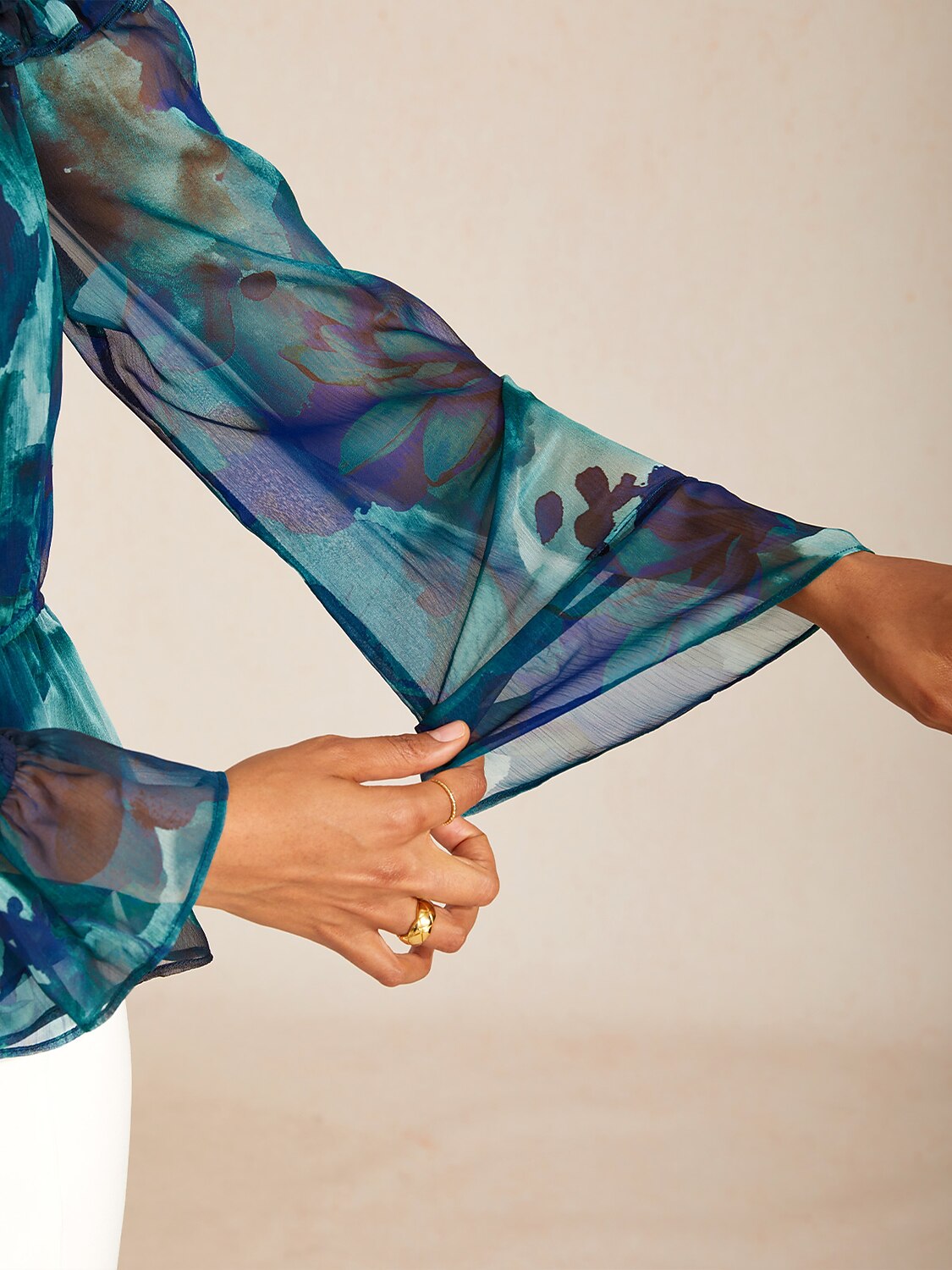 Ocean Bloom Reverie Flowing Chiffon Top