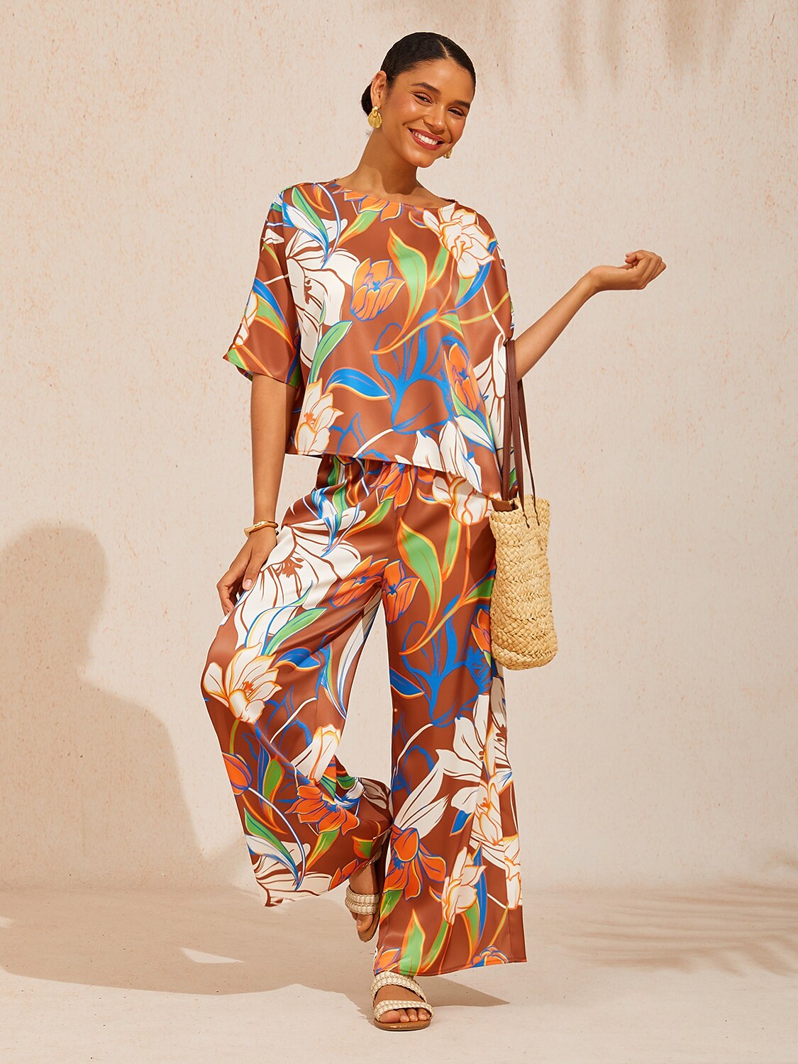 Desert Orchid Silky Satin Batwing Top