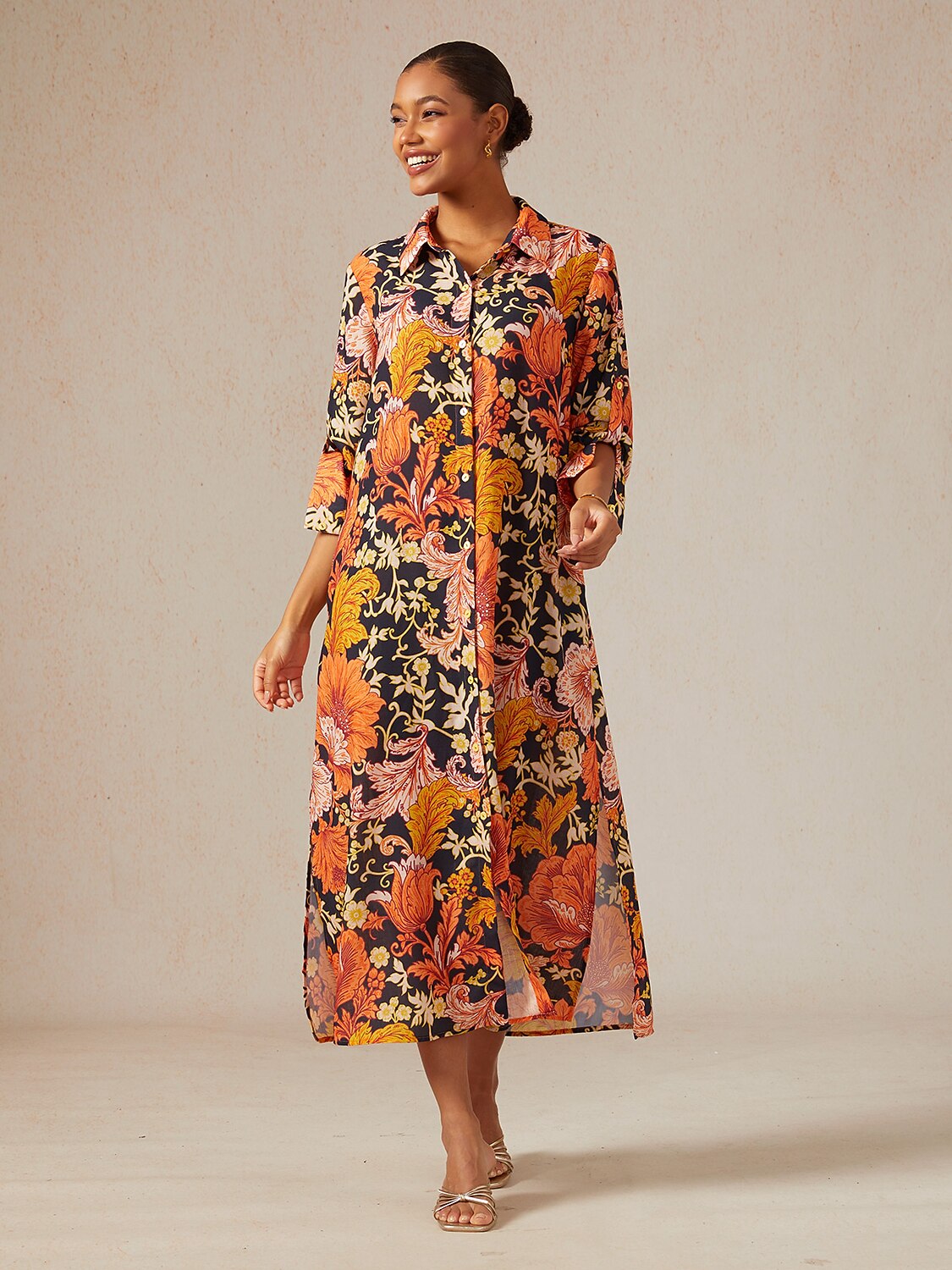 Sienna Garden Linen Look Shirt Dress