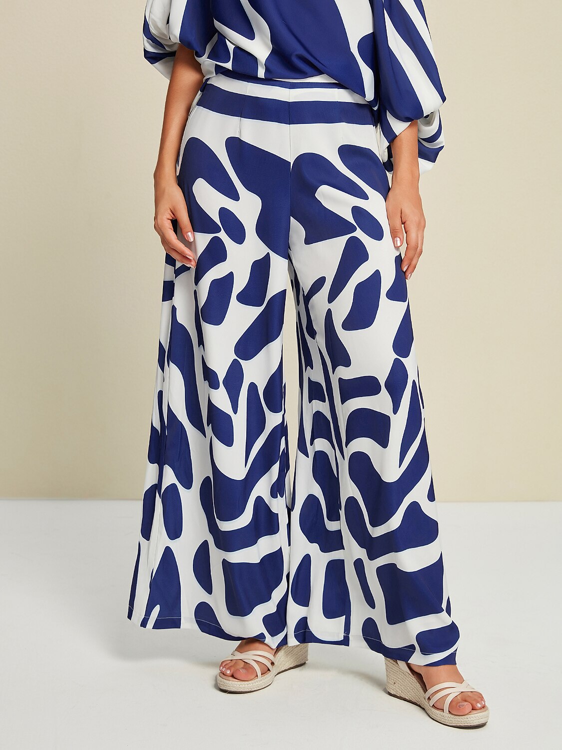 Pantalons amples satinés à motif abstrait pour un style décontracté quotidien