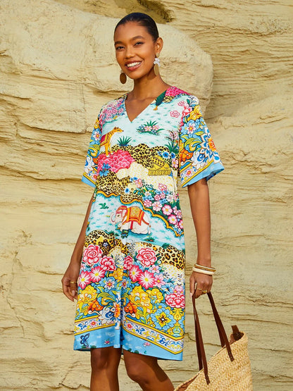 Santorini Summer Silky Satin Mini Dress