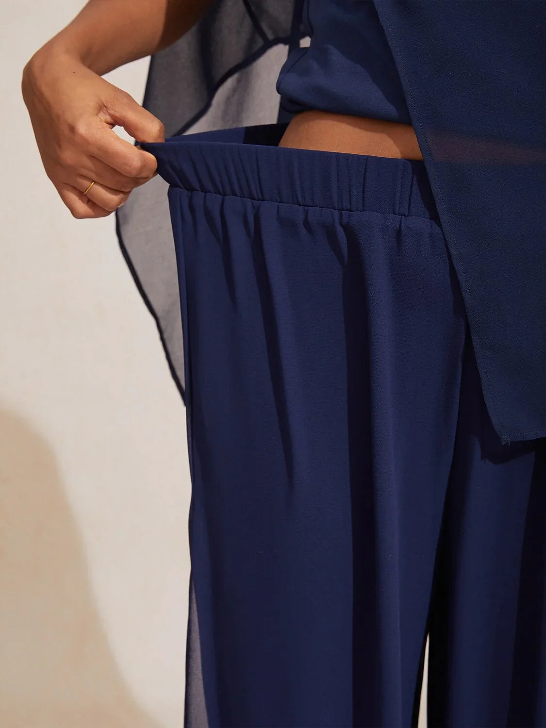 Elegant Slit Layered Wide Leg Pants