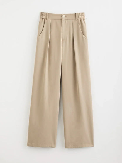 High Rise Elastic Waist Straight Pants