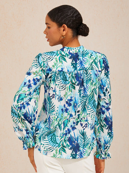 Ocean Bloom Escape Viscose Blouse