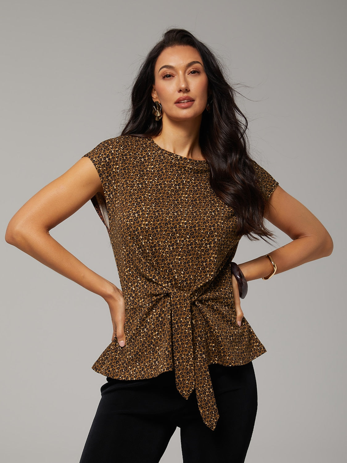 Haut à imprimé léopard 100 % coton avec design torsadé pour les vacances
