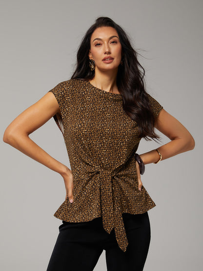 Haut à imprimé léopard 100 % coton avec design torsadé pour les vacances