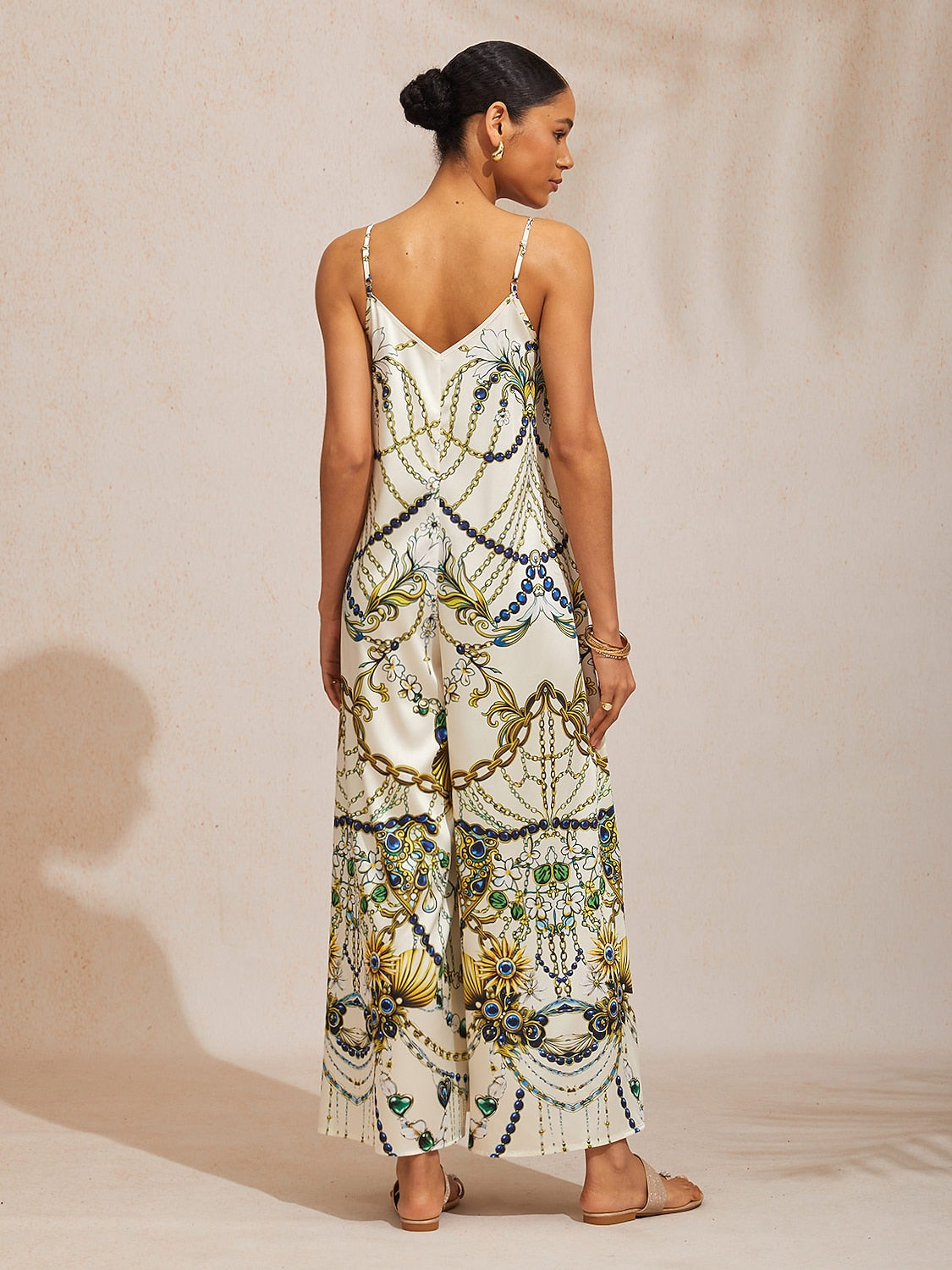 Emerald Empress Silky Satin Cami Jumpsuit