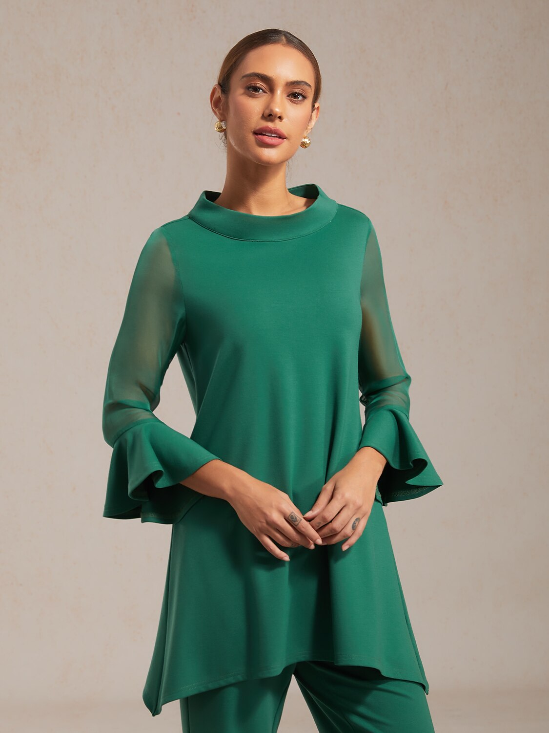 Blouse en Chiffon Modal Coupe Ajustée, Voilée, Légère et Respirante