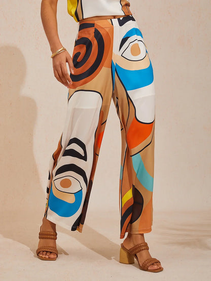 Vintage Jewelry Silky Satin Straight Leg Pants