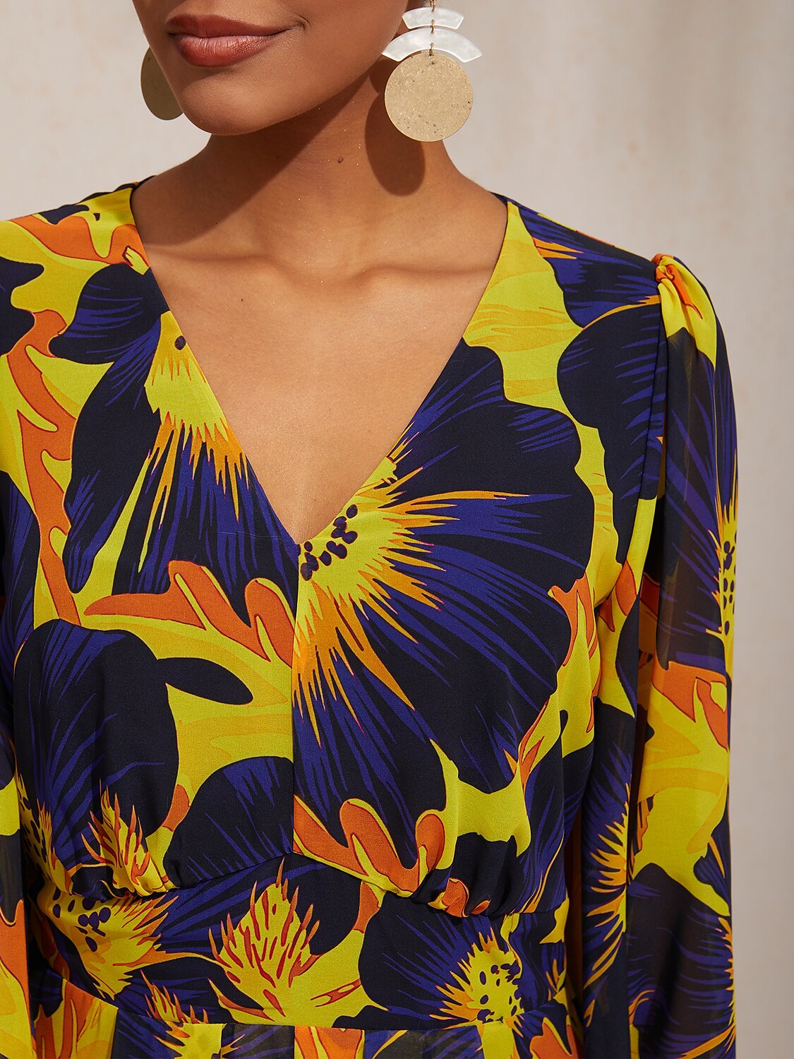 Spring Blooms Flowy Chiffon  Maxi Dress